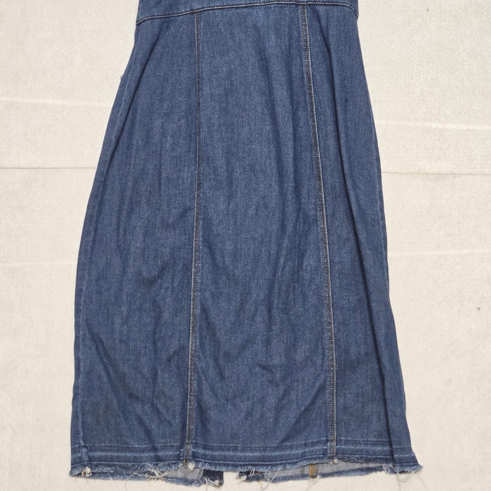7 For All‎ Mankind Womens Denim Zip Front Midi Dress Blue Medium Wash Small S - Picture 5 of 7